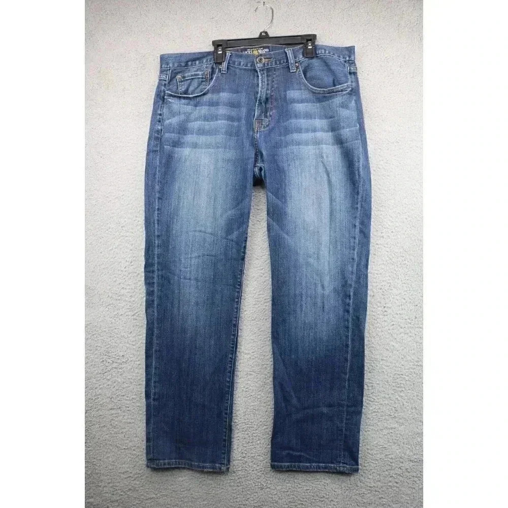 Lucky Brand Men's Blue Jeans-38 x 32-Distressed-211 Original Straight